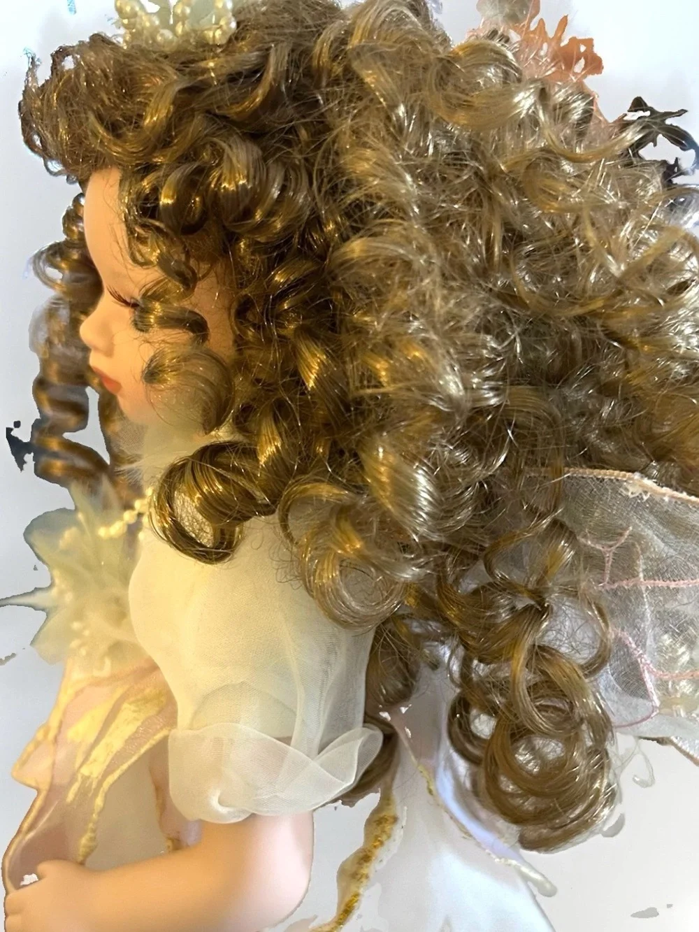 12” Porcelain Fairy Doll With Stand. 1990s